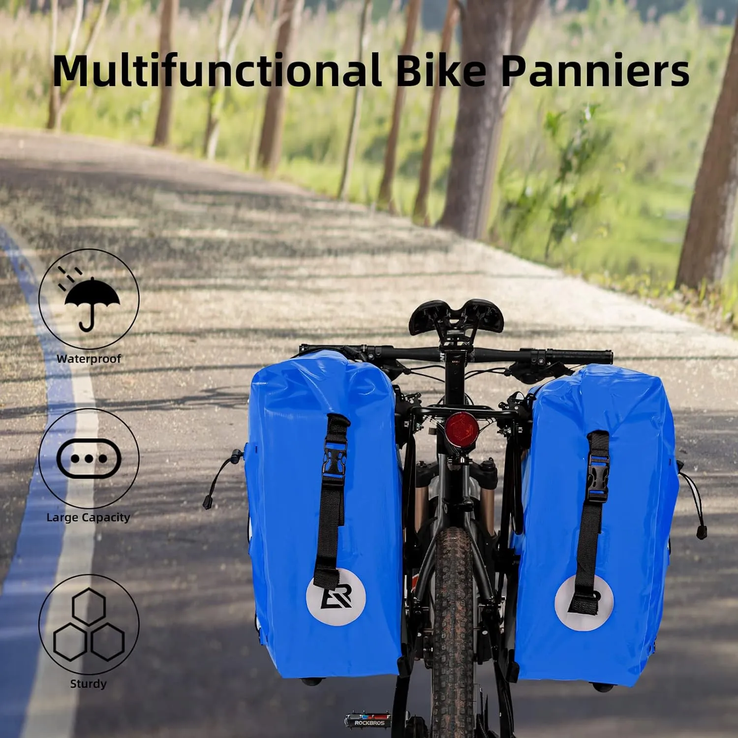 ROCKBROS 32L Waterproof Bike Panniers Durable Spacious Easy to Install
