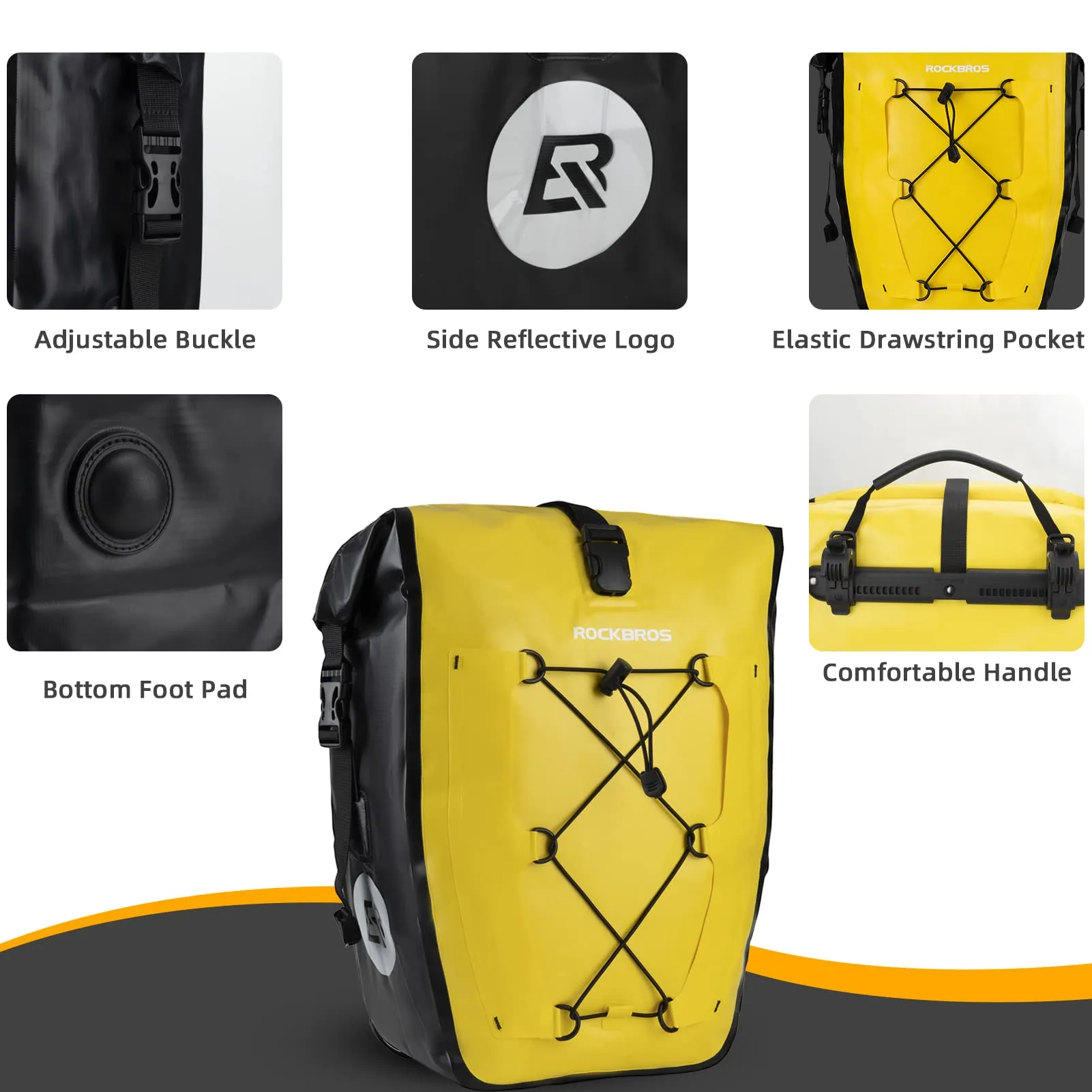 ROCKBROS 32L Waterproof Bike Panniers Durable Spacious Easy to Install