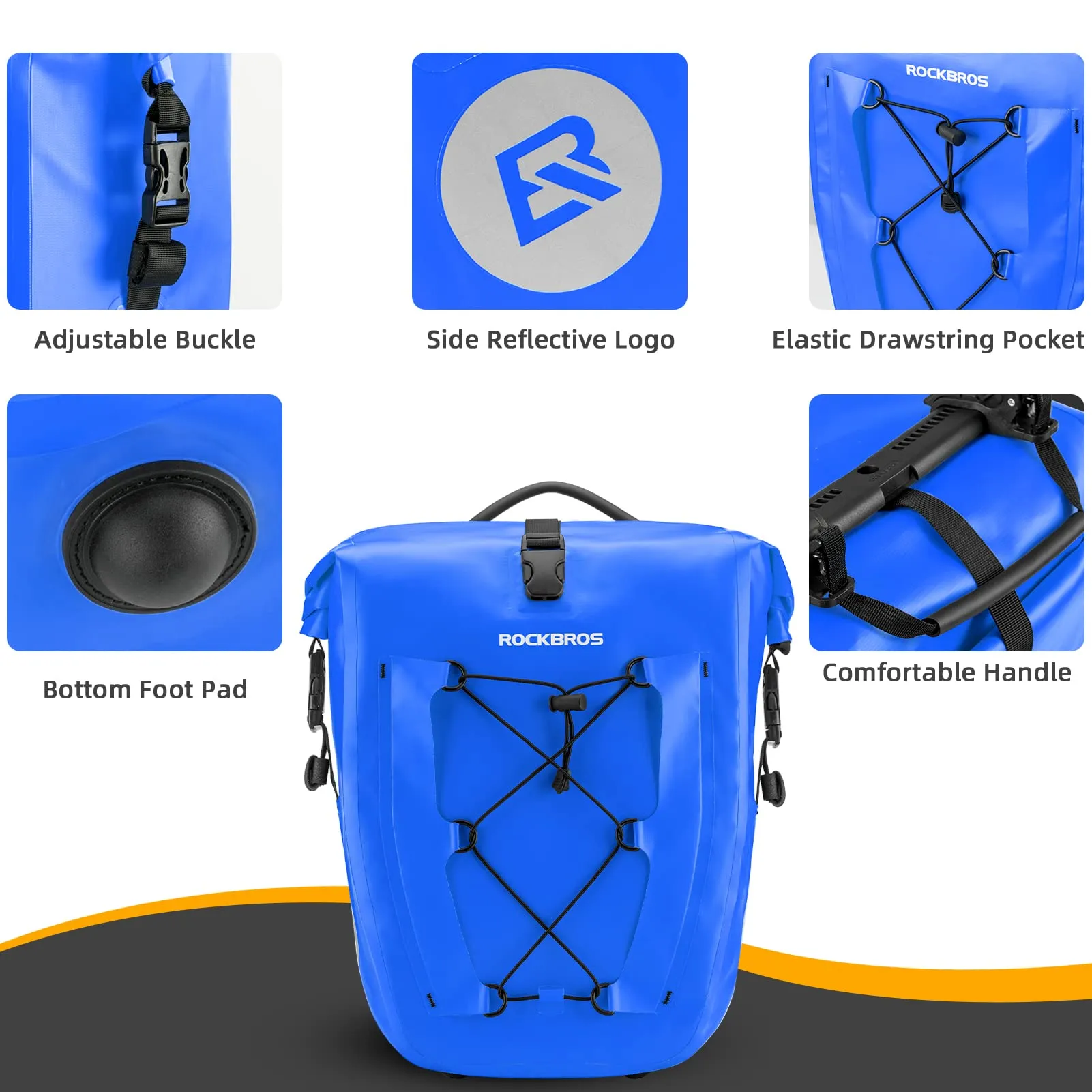 ROCKBROS 32L Waterproof Bike Panniers Durable Spacious Easy to Install