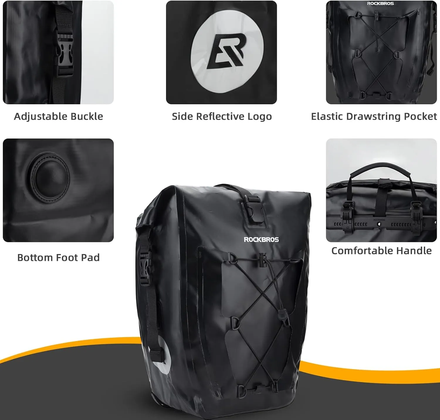 ROCKBROS 32L Waterproof Bike Panniers Durable Spacious Easy to Install