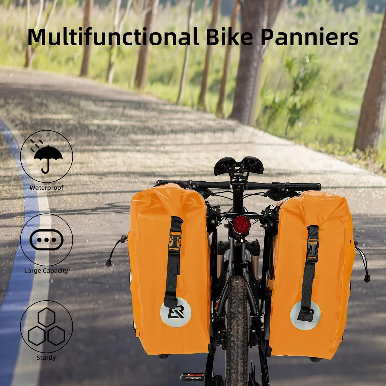 ROCKBROS 32L Waterproof Bike Panniers Durable Spacious Easy to Install