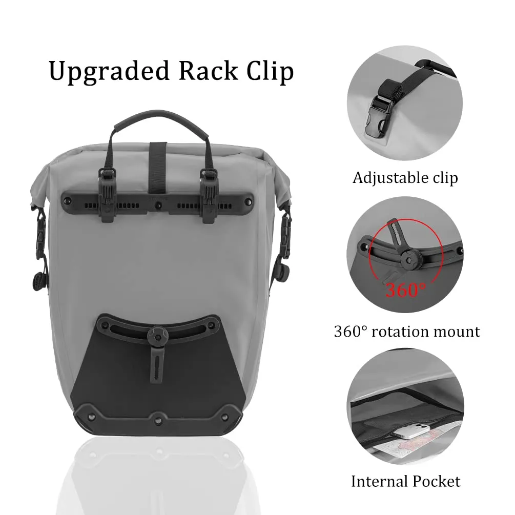 ROCKBROS 32L Waterproof Bike Panniers Durable Spacious Easy to Install