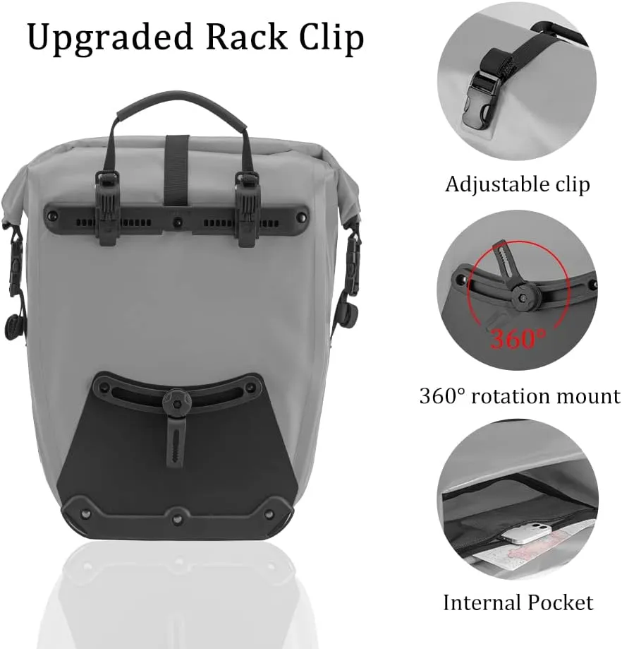ROCKBROS 32L Waterproof Bike Panniers Durable Spacious Easy to Install
