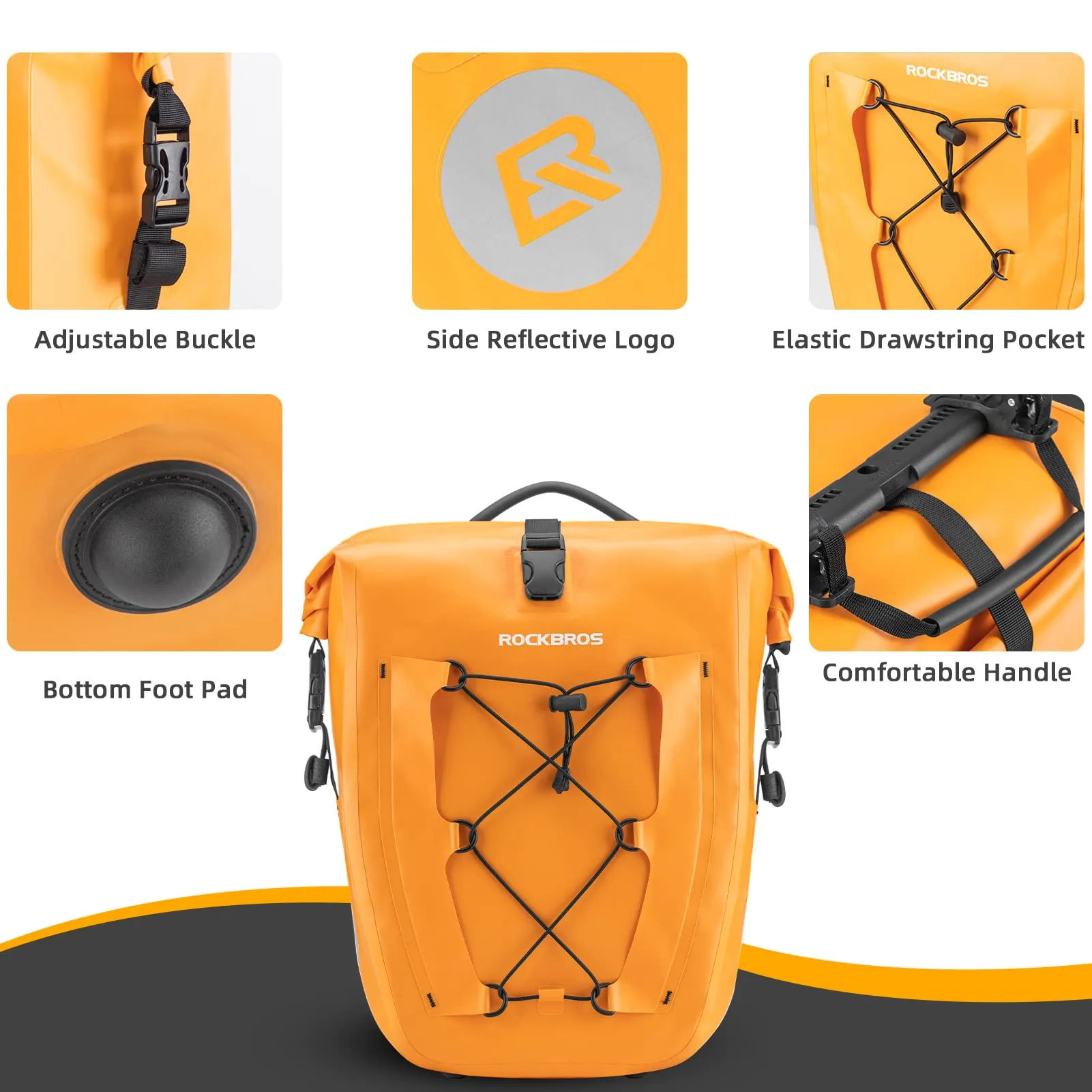 ROCKBROS 32L Waterproof Bike Panniers Durable Spacious Easy to Install