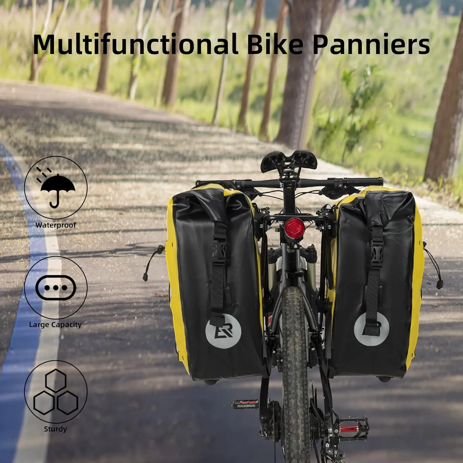 ROCKBROS 32L Waterproof Bike Panniers Durable Spacious Easy to Install