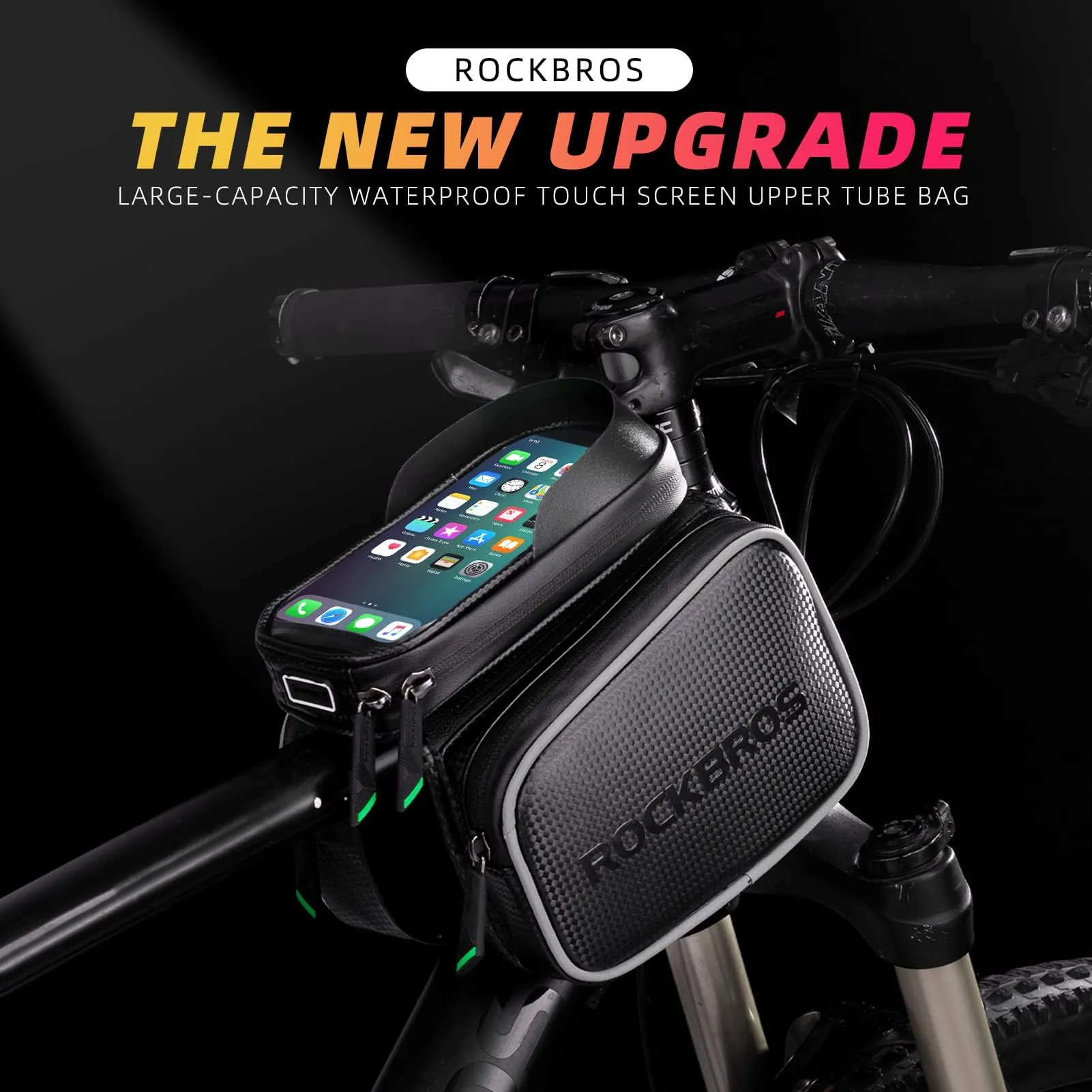 ROCKBROS Waterproof Bike Top Tube Bag - Phone Bag for 6.2” & Under