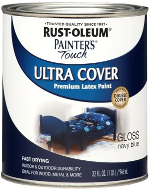 Rust-Oleum 1922502 Enamel Paint, Water, Gloss, Navy Blue, 1 qt, Can, 120 sq-ft Coverage Area :QUART: QUANTITY: 1