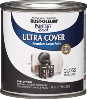 Rust-Oleum 1986730 Enamel Paint, Water, Gloss, Dark Gray, 0.5 pt, Can, 120 sq-ft Coverage Area :EA: QUANTITY: 1
