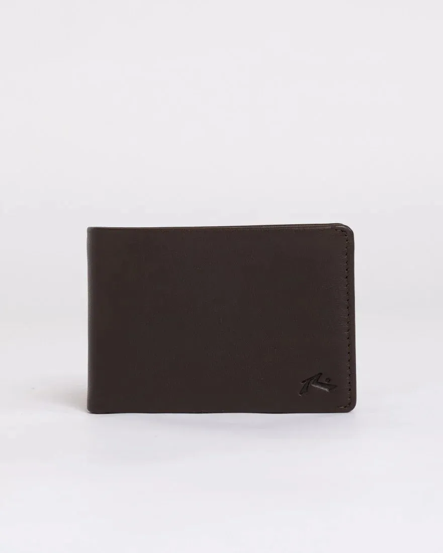 Rusty Busted Leather Wallet - Coffee