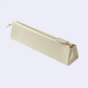 Shinko Seiki Triangular Faux Leather Pen Case (Ivory)