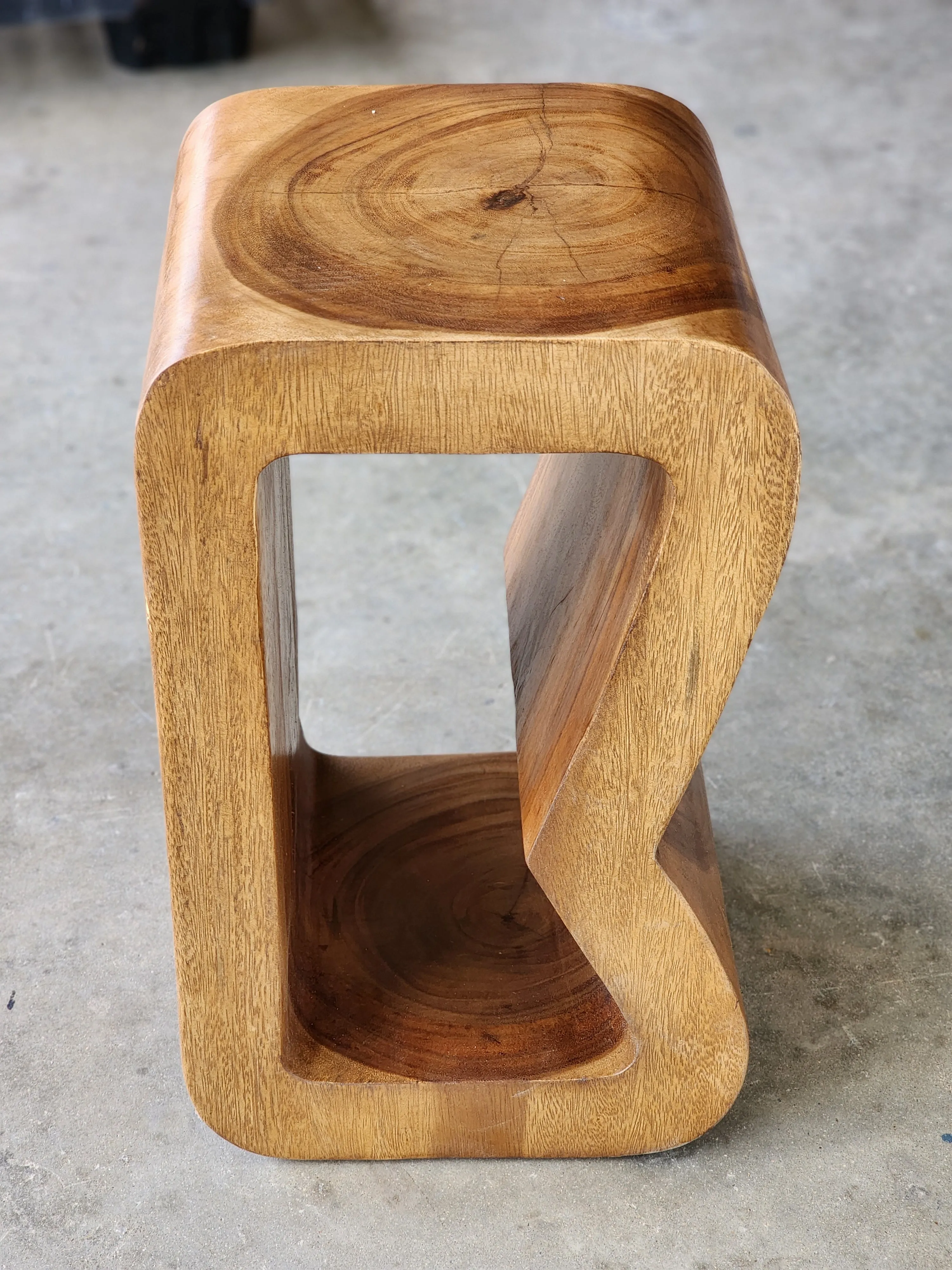 Side Table carved wood Plant Stand or Bar Stool with Clear Finish-Raintree Wood