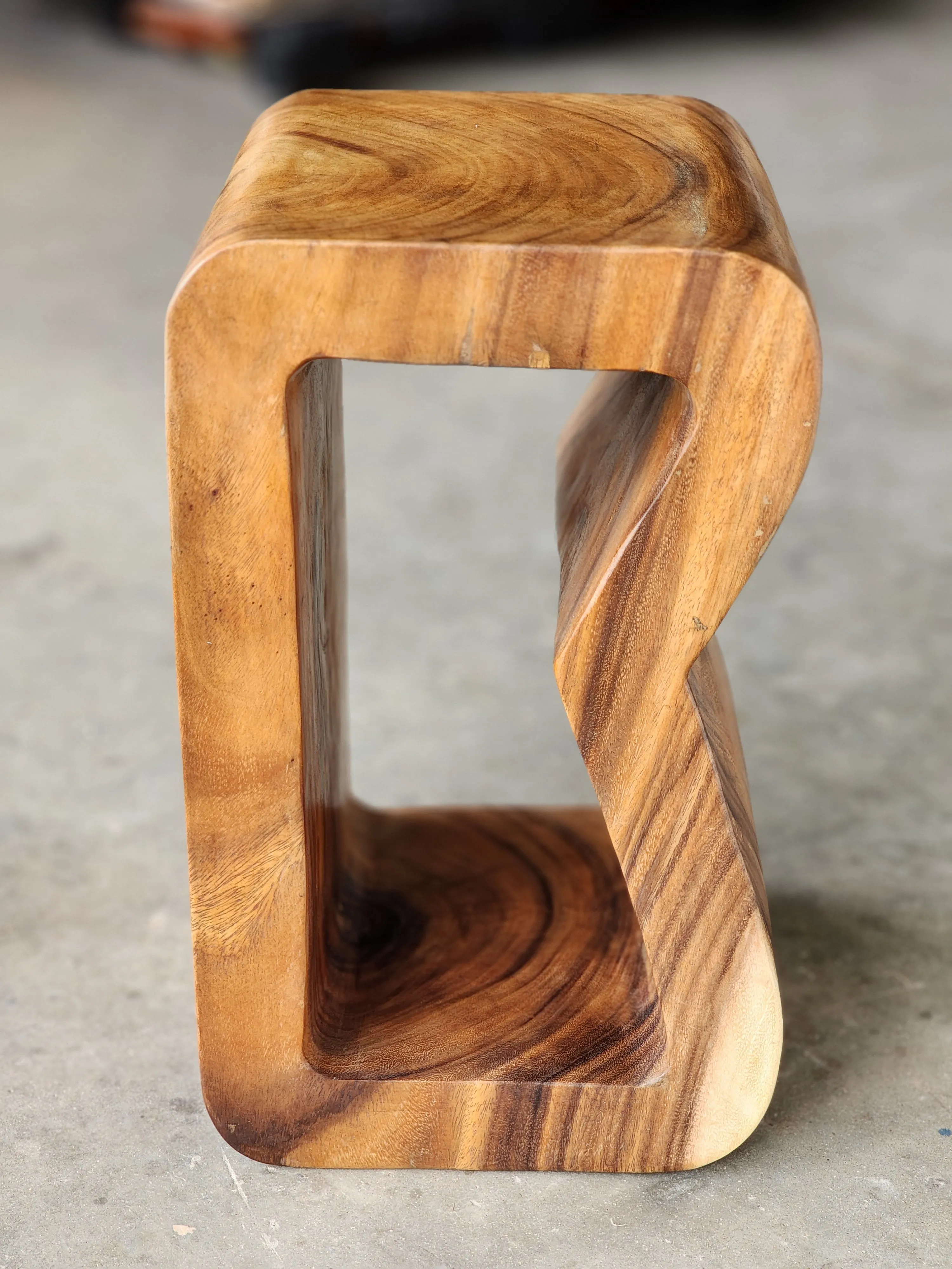 Side Table carved wood Plant Stand or Bar Stool with Clear Finish-Raintree Wood