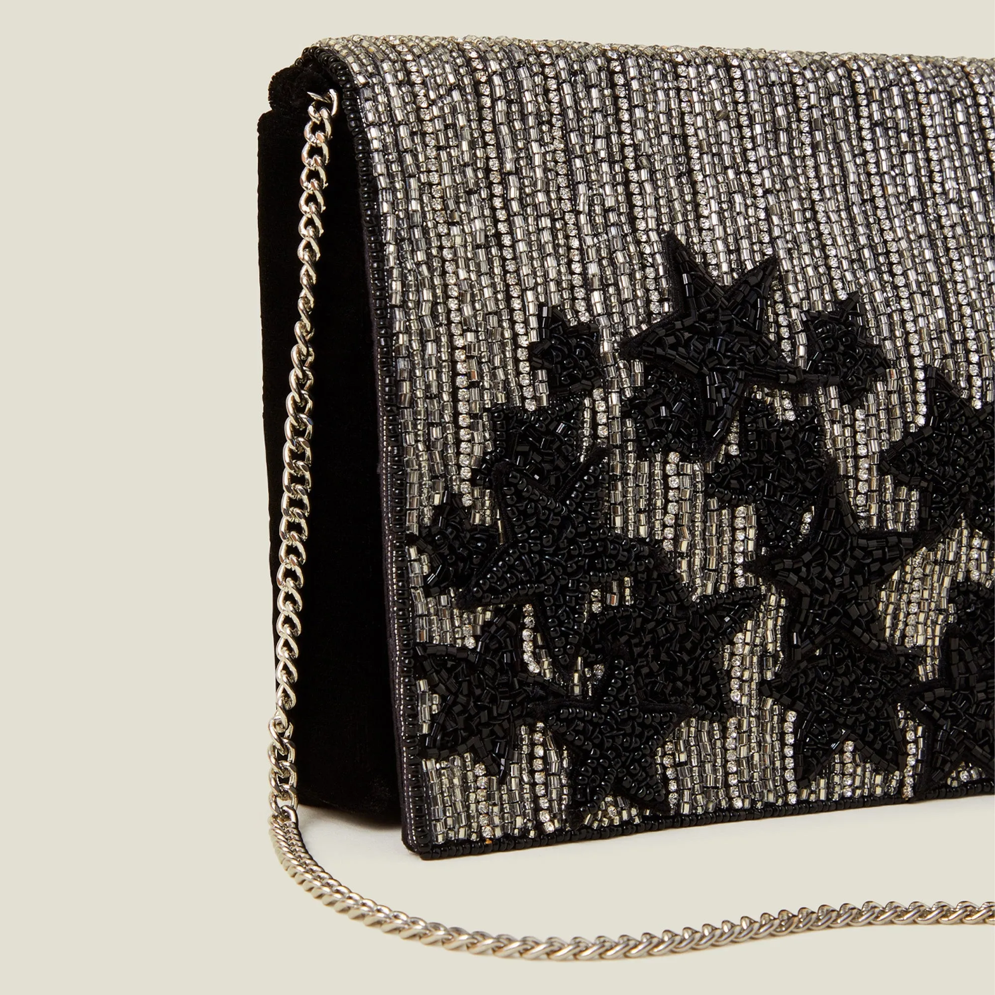 Silver Embellished Star Clutch Bag