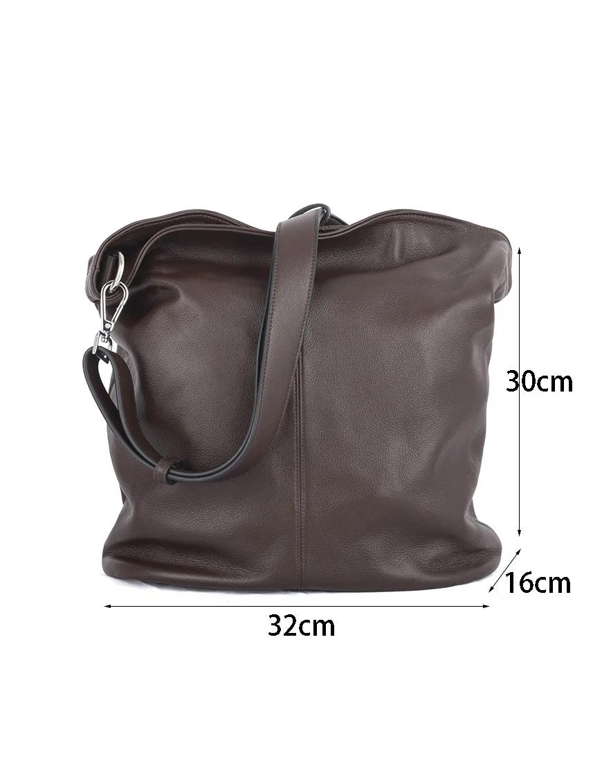 Simple Plain Leather Single Shouder Bag for Women