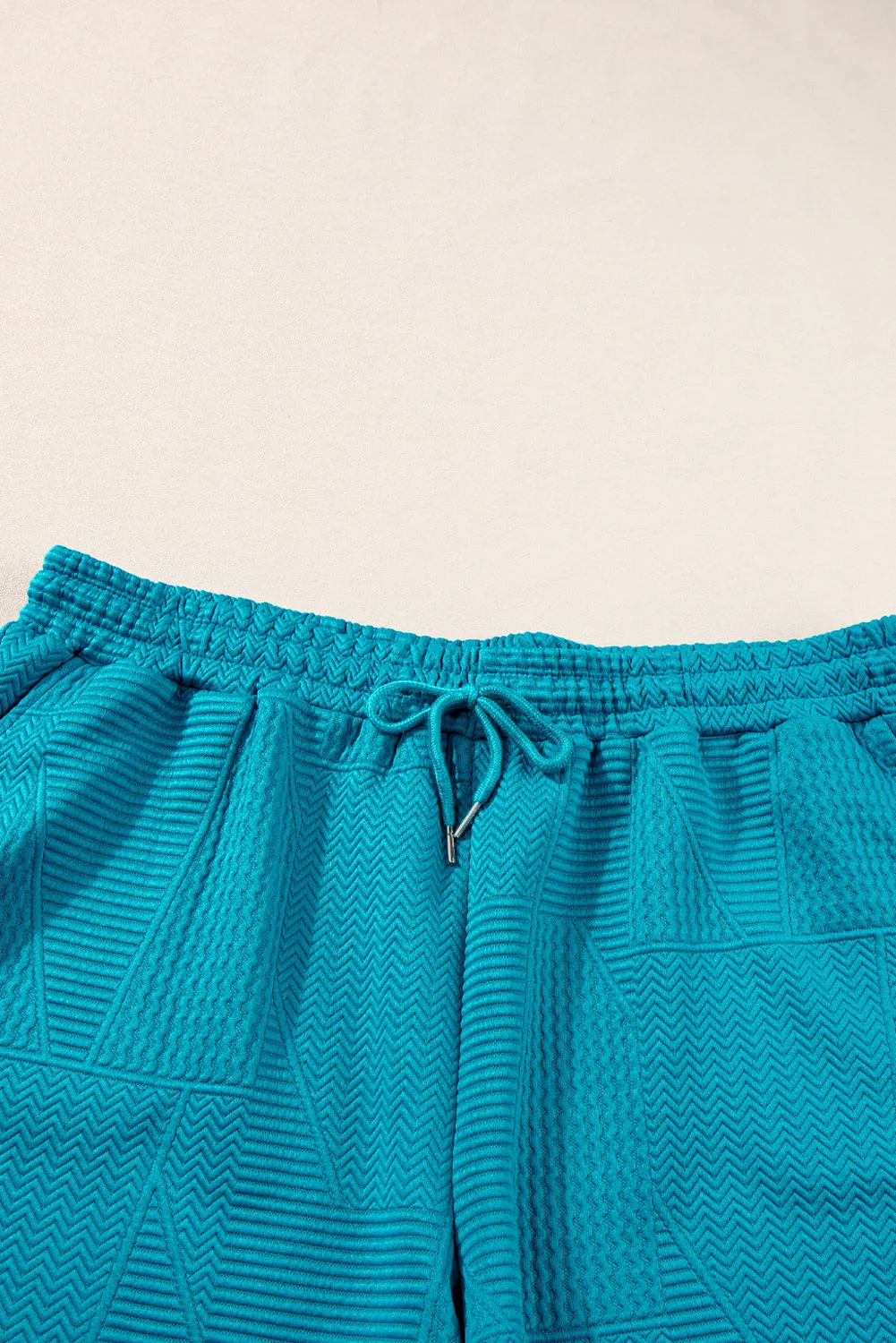 Skobeloff Textured Ruffle Split Top and Drawstring Shorts Set