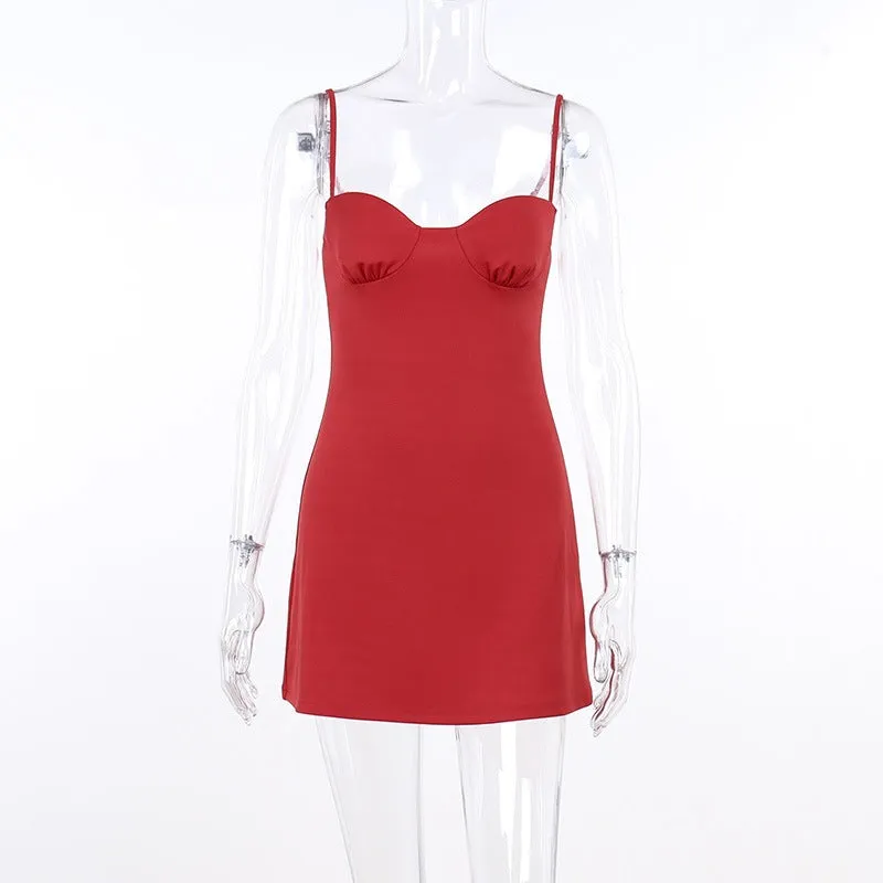 Solid Strap Stylish Cupped Mini Dress