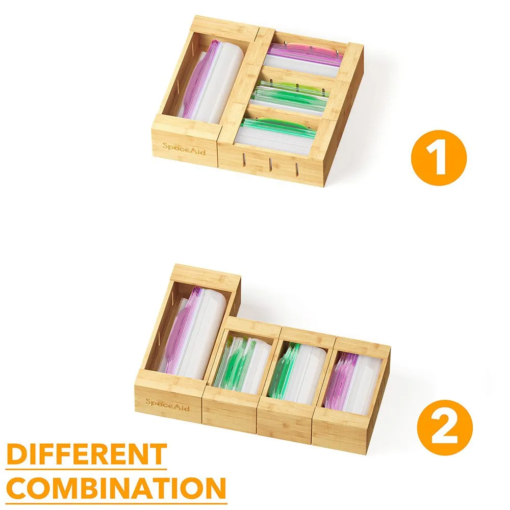 SpaceAid® Storage Bag Organizer Food Baggies Storage Solution for Kitchen 4 Boxes Set
