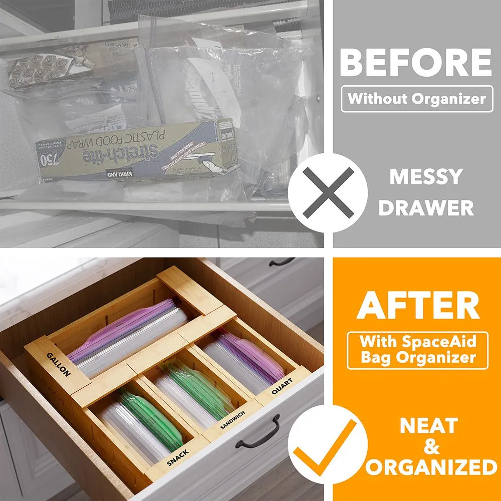 SpaceAid® Storage Bag Organizer Food Baggies Storage Solution for Kitchen 4 Boxes Set