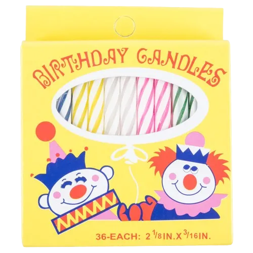 Sterno 2-1/8" Multi-Colored Birthday Candles - 12 Packs/Box