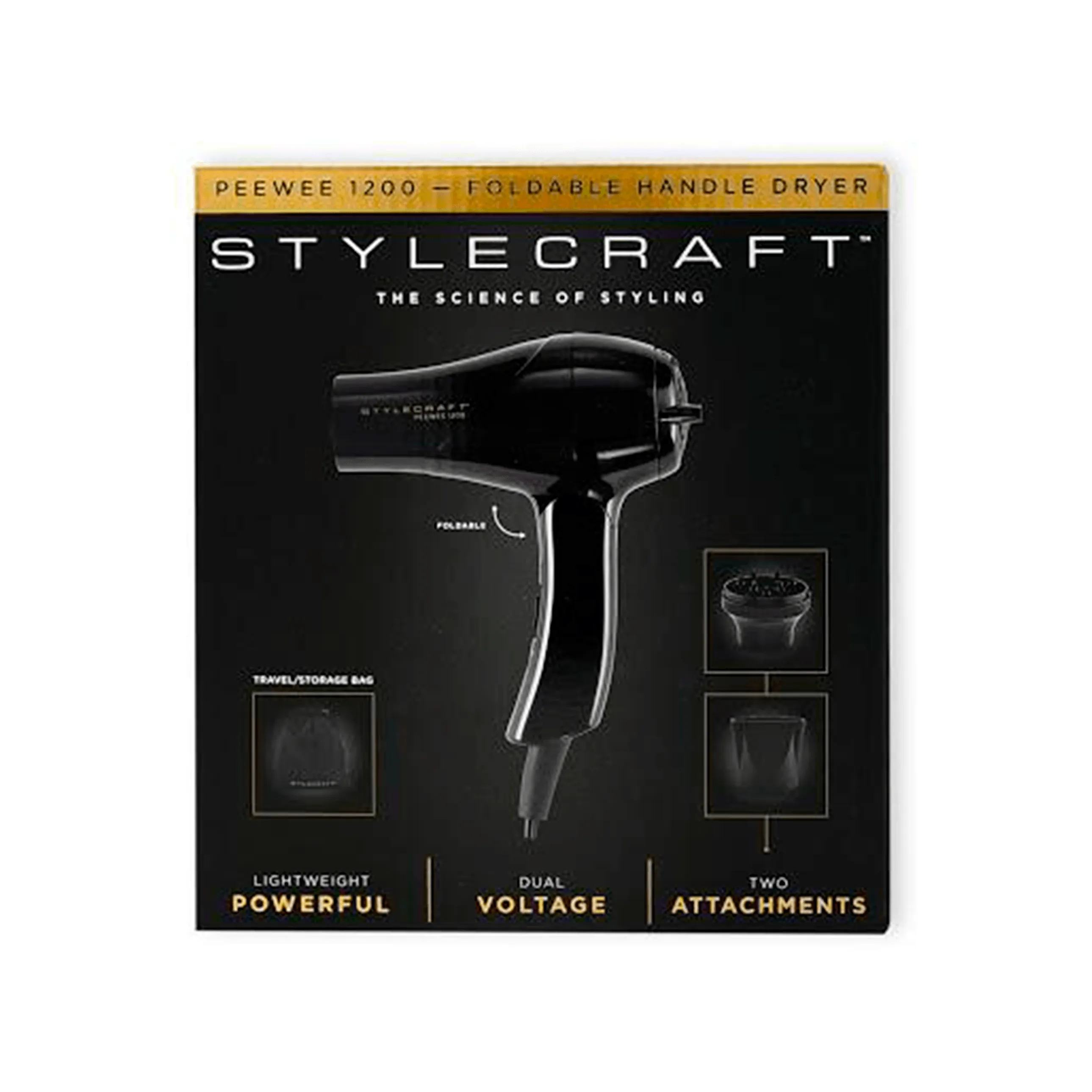 STYLECRAFT PeeWee 1200 Foldable Handle Dryer (Black)
