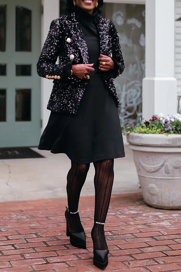Stylish Sequin Long Sleeve Blazer