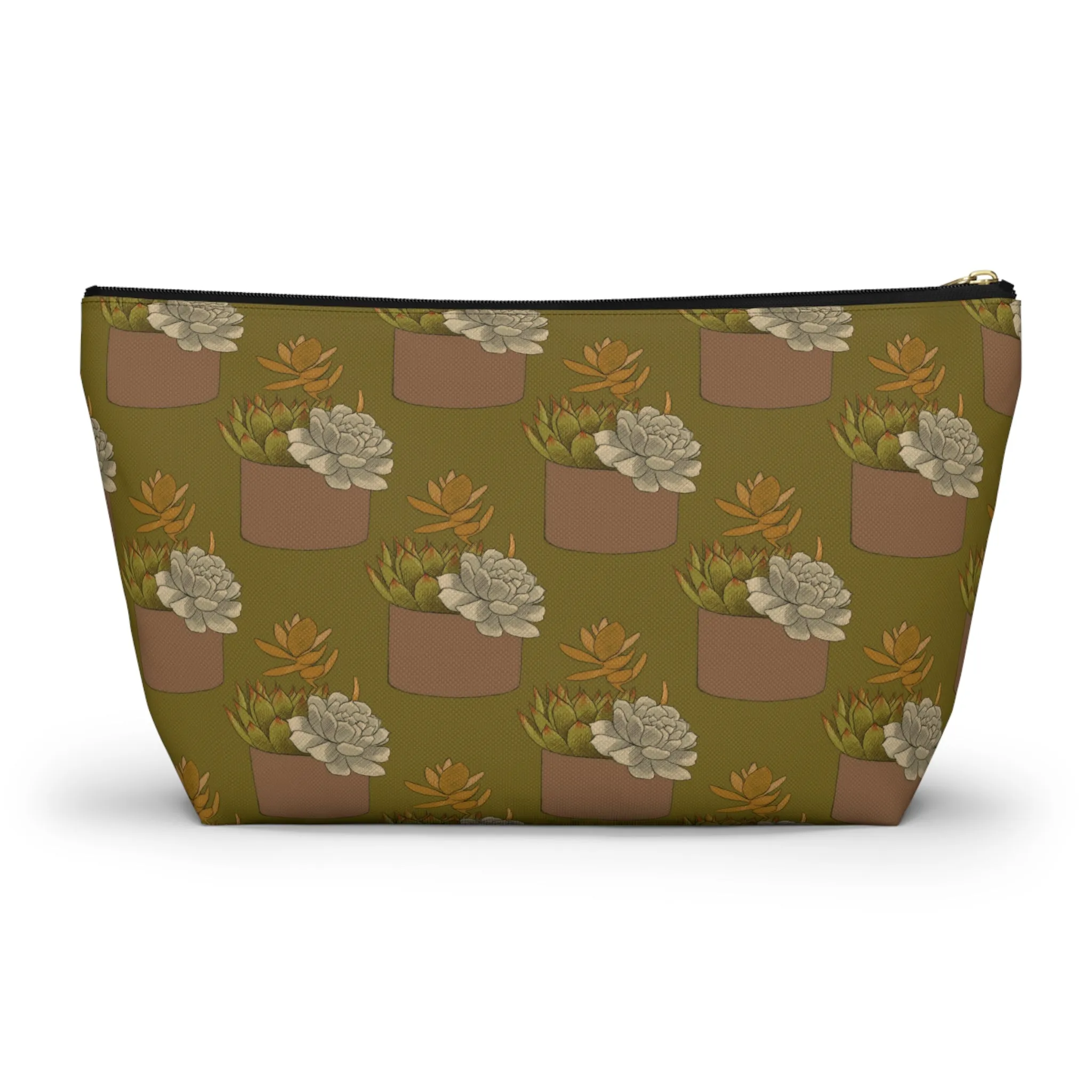 Succulent Pattern - Accessory Pouch w T-bottom