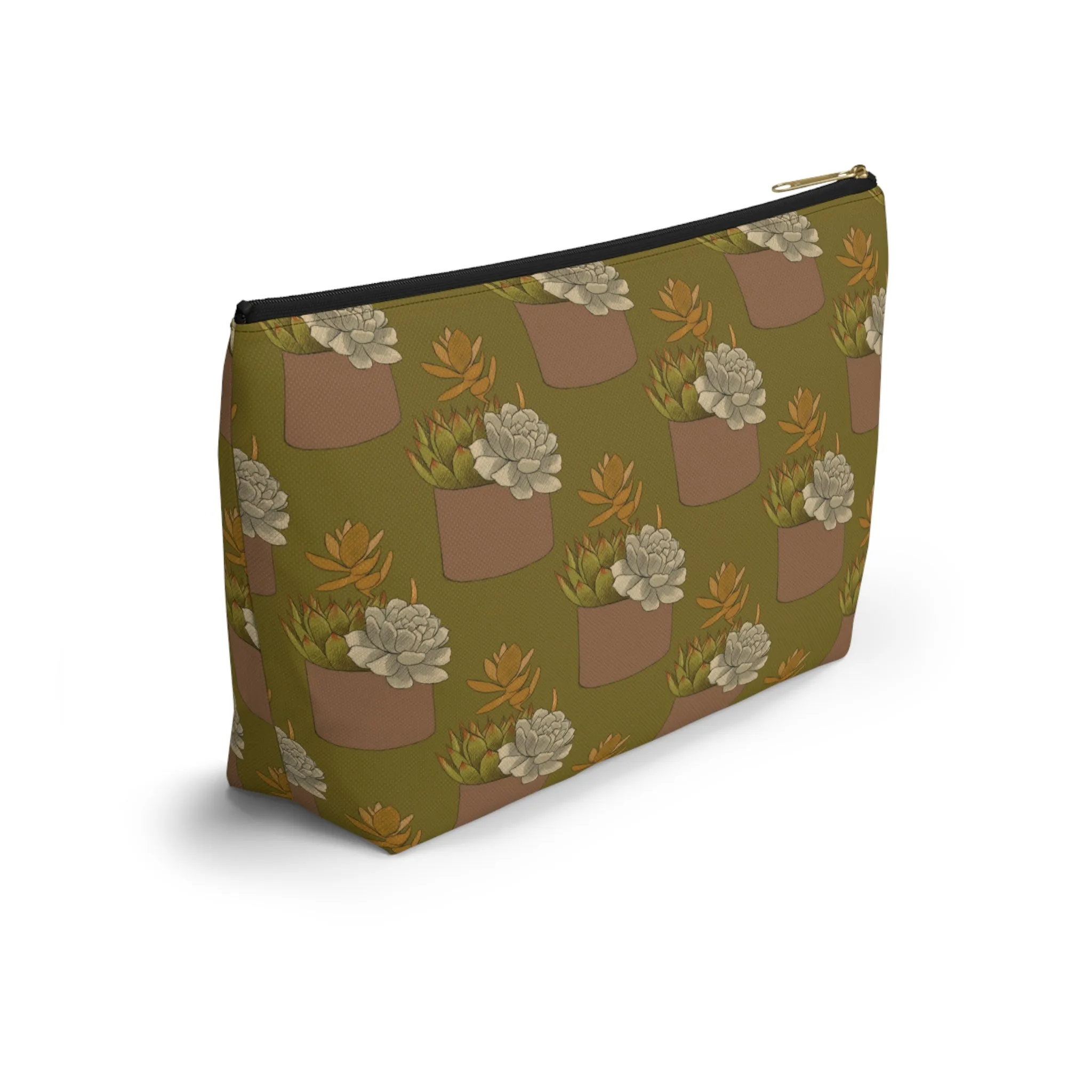 Succulent Pattern - Accessory Pouch w T-bottom