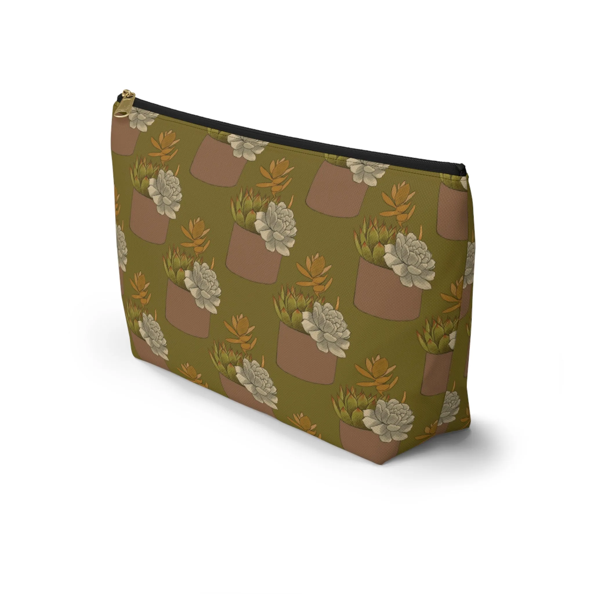 Succulent Pattern - Accessory Pouch w T-bottom