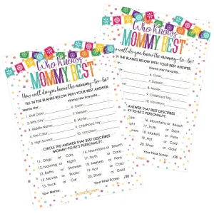 Taco 'Bout a Baby:  Baby Shower Game - Who Knows Mommy Best Game Cards - 20 Cards