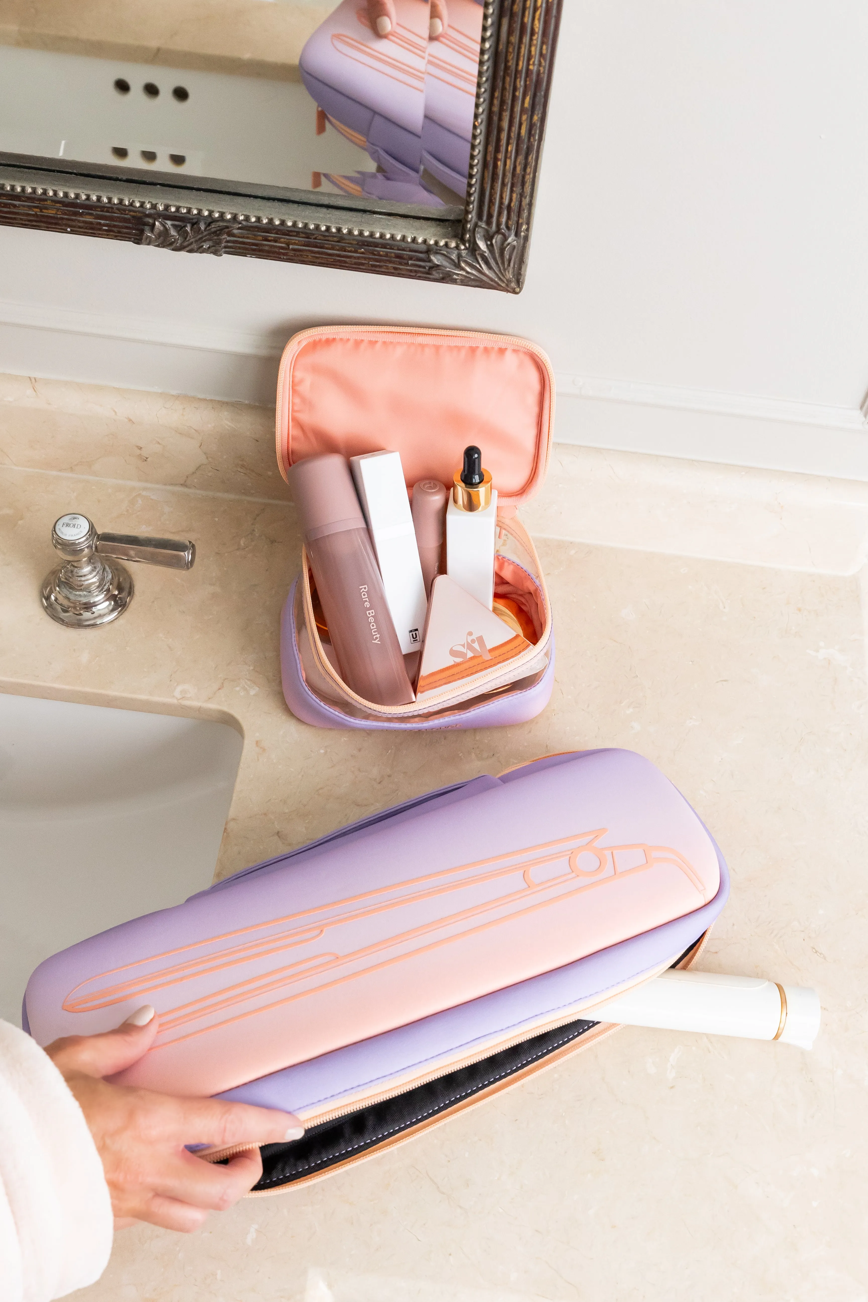 THE MINI CLEAR TRAIN CASE - DESERT ROSE