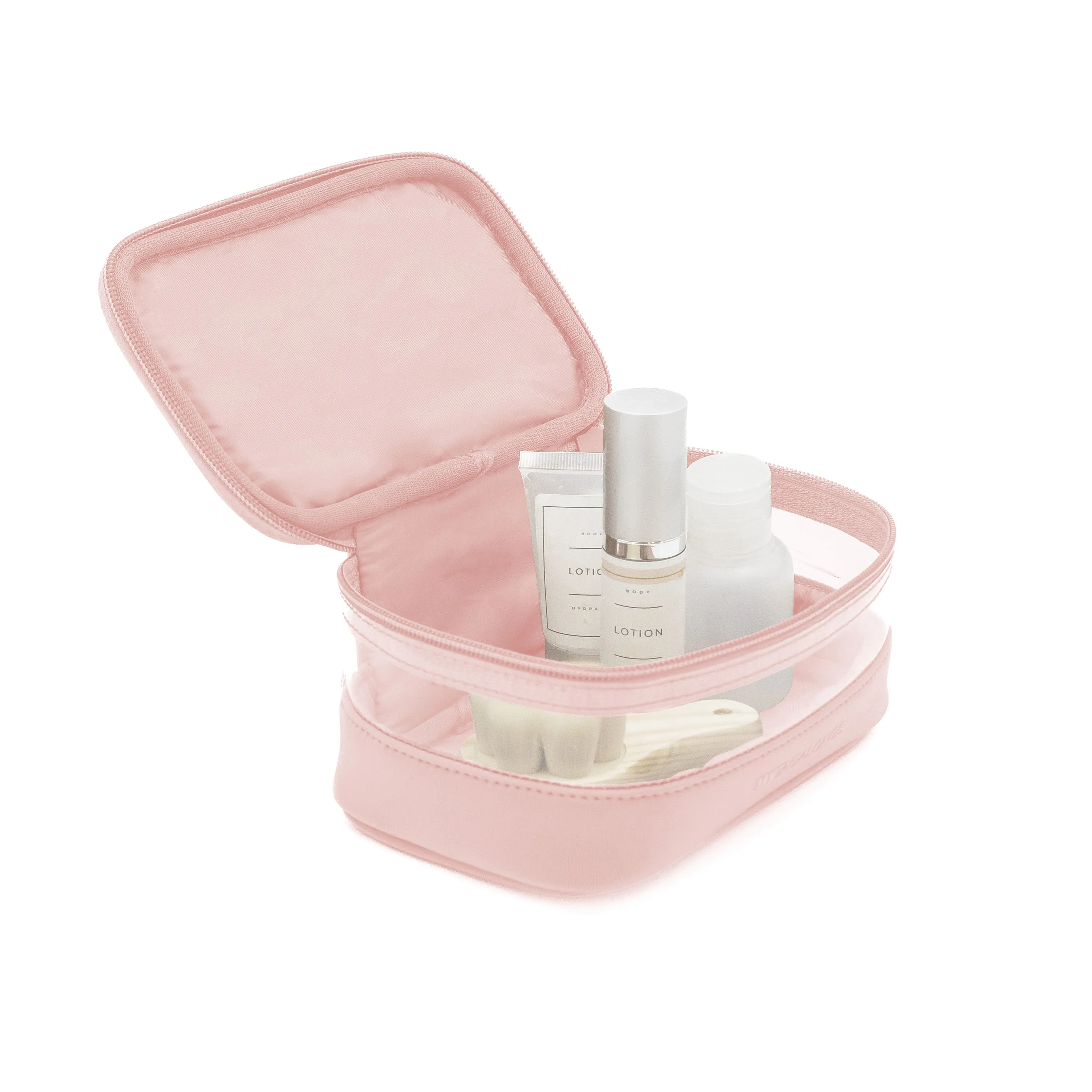 THE MINI CLEAR TRAIN CASE - SOFT PINK