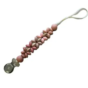 Three Hearts Mila Pacifier & Toy Clip - Rose Dawn