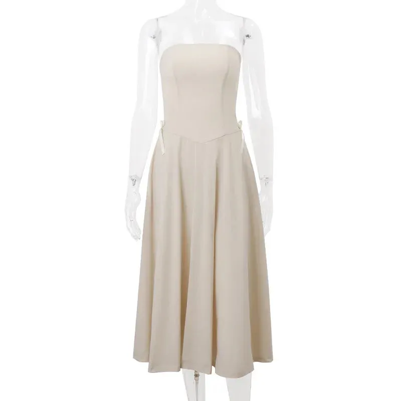 Tube Flare Stylish Solid Midi Dress