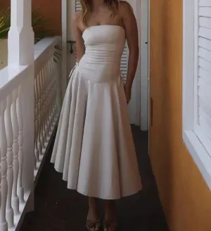 Tube Flare Stylish Solid Midi Dress
