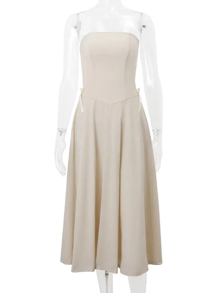 Tube Flare Stylish Solid Midi Dress