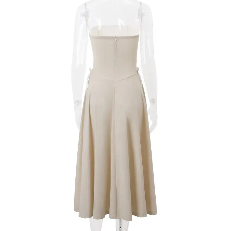 Tube Flare Stylish Solid Midi Dress