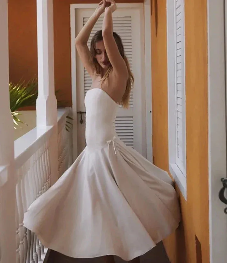 Tube Flare Stylish Solid Midi Dress