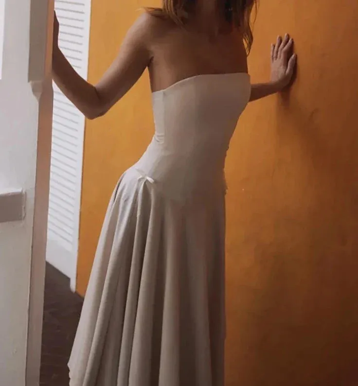 Tube Flare Stylish Solid Midi Dress