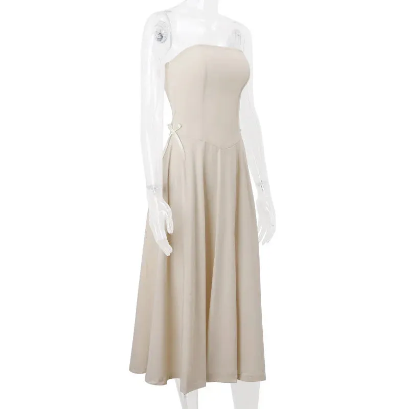 Tube Flare Stylish Solid Midi Dress