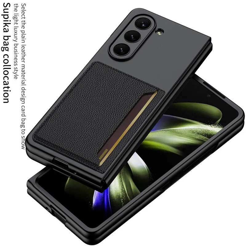 Ultra Slim Soft Leather Case With Card Slot Stand Function Folding Phone Case For Samsung Galaxy Z Fold 5