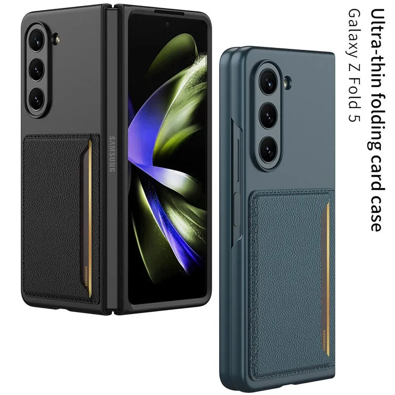 Ultra Slim Soft Leather Case With Card Slot Stand Function Folding Phone Case For Samsung Galaxy Z Fold 5