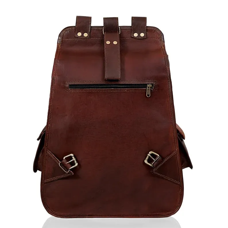 Vintage Brown Leather Backpack