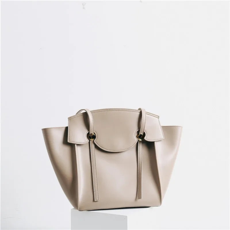 Womens Leather Top Handle Large Wing Tote Bag