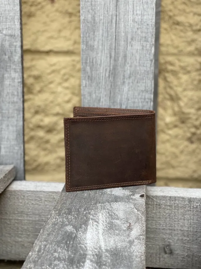 Zep-Pro IWT1CRZH-OLEMISS University of Mississippi Brown “Crazy Horse” Leather Bi-fold Wallet